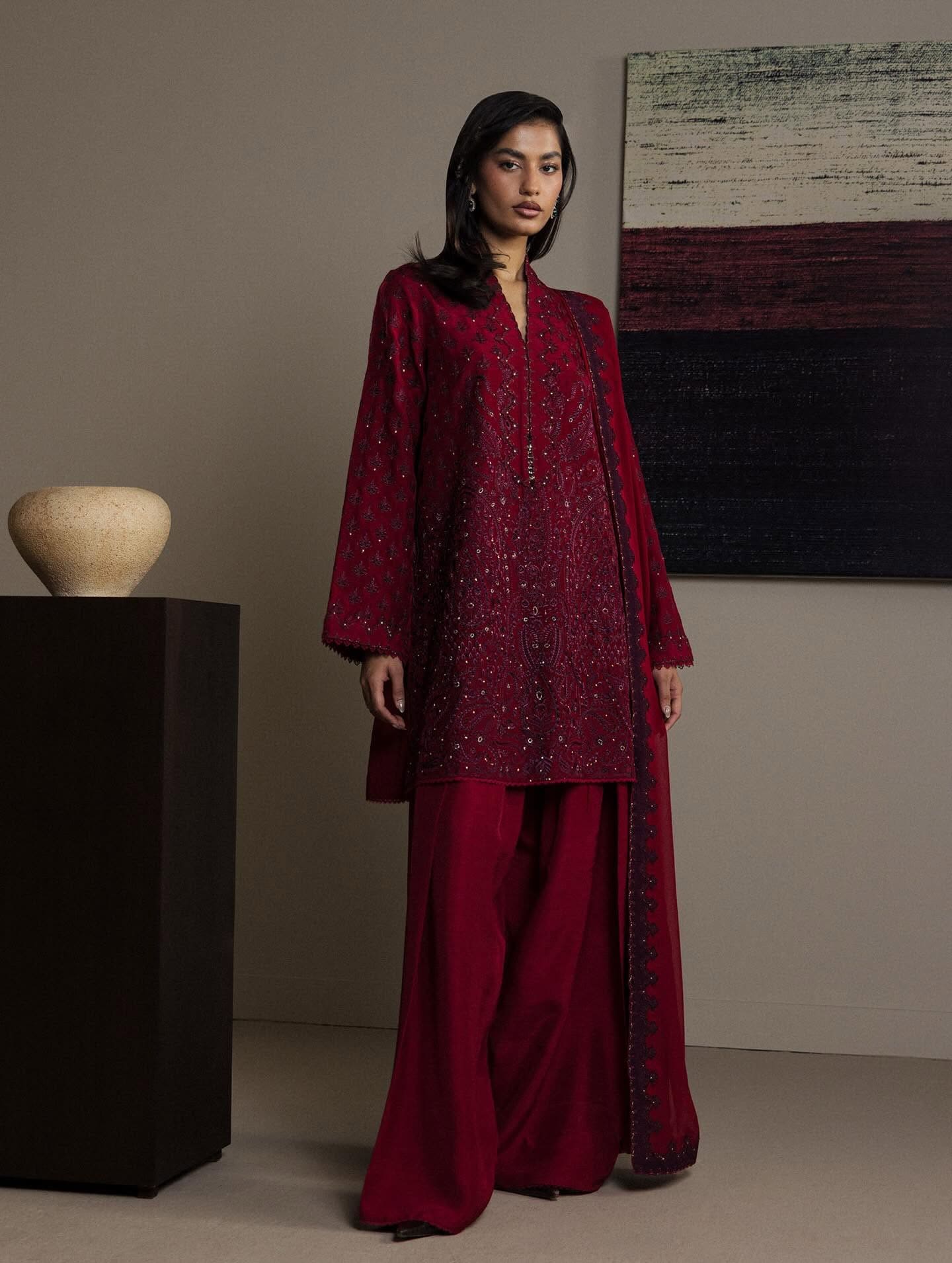 Zara Shahjahan Surkhaab Silk Suit