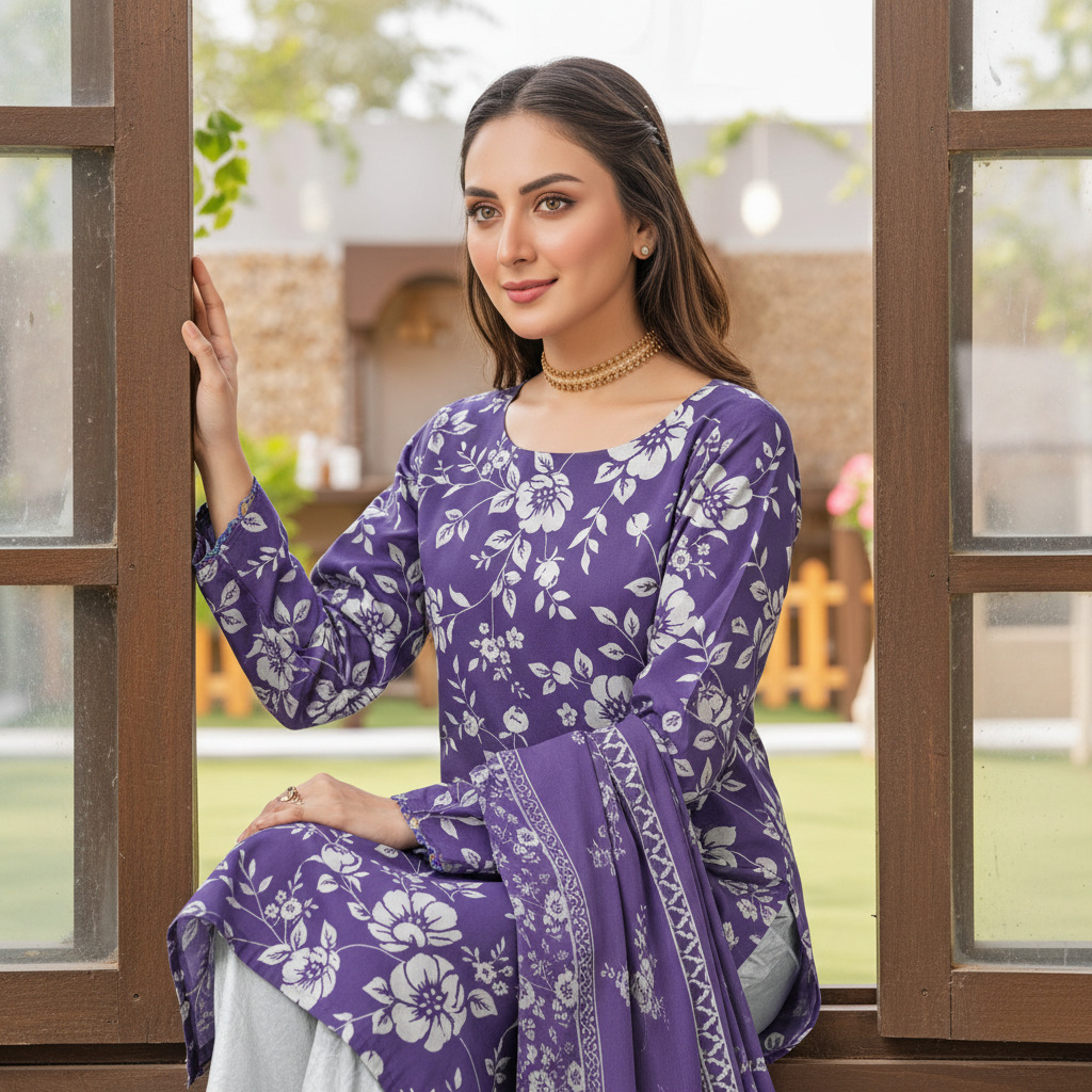 3 Piece Flower Print Suit - Image 10