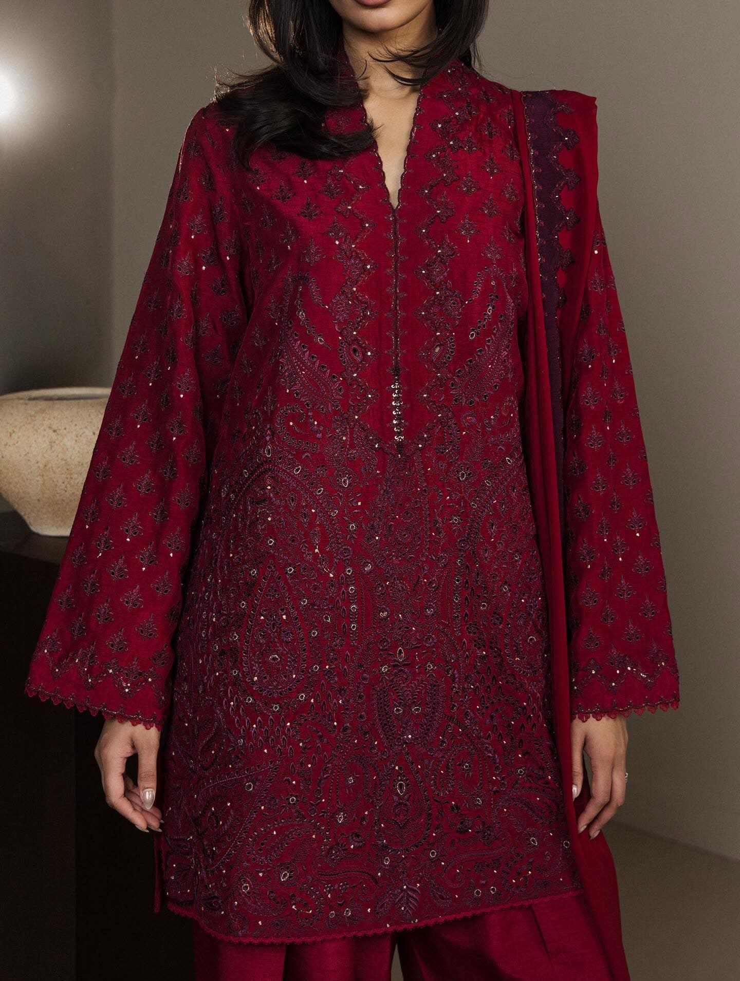 Zara Shahjahan Surkhaab Silk Suit - Image 3
