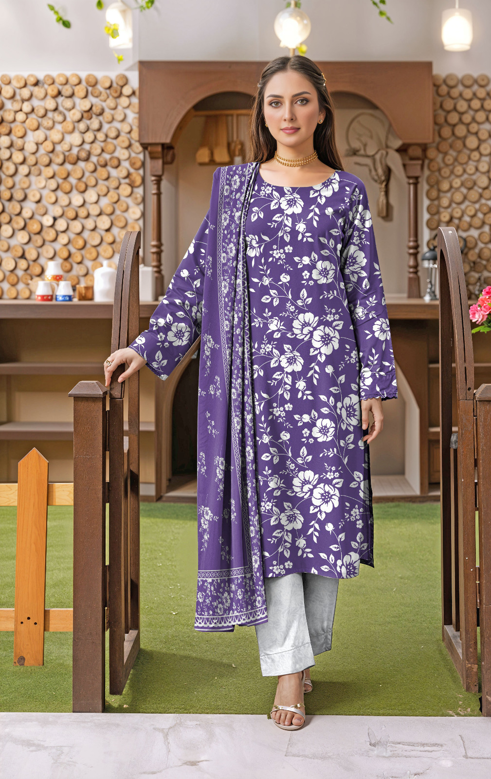 3 Piece Flower Print Suit - Image 9