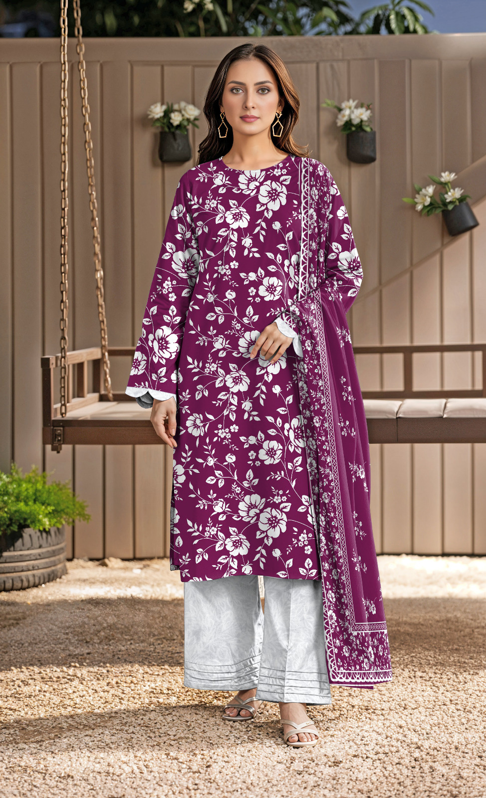 3 Piece Flower Print Suit - Image 8