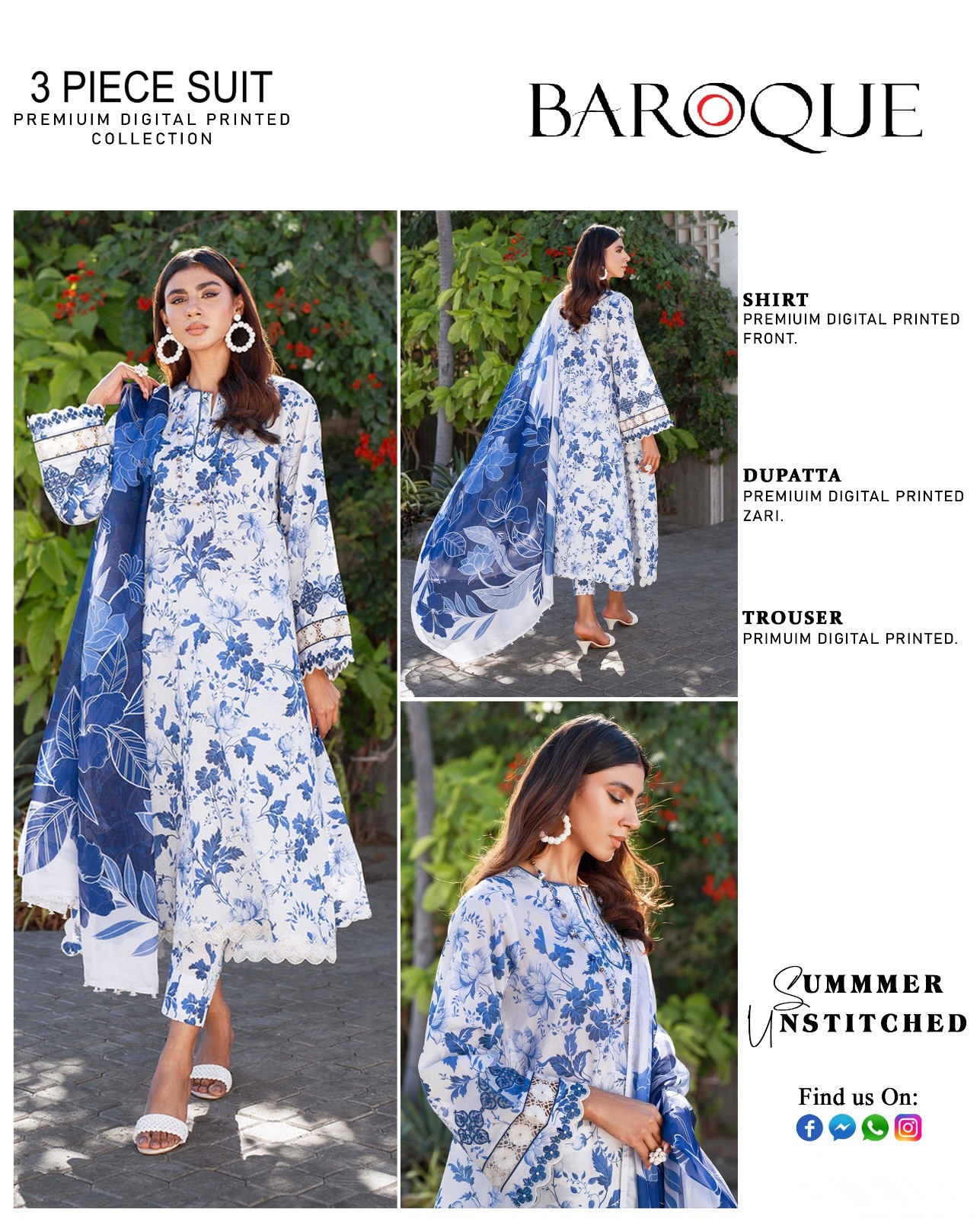 Baroque Digital Print 3 Piece Suit
