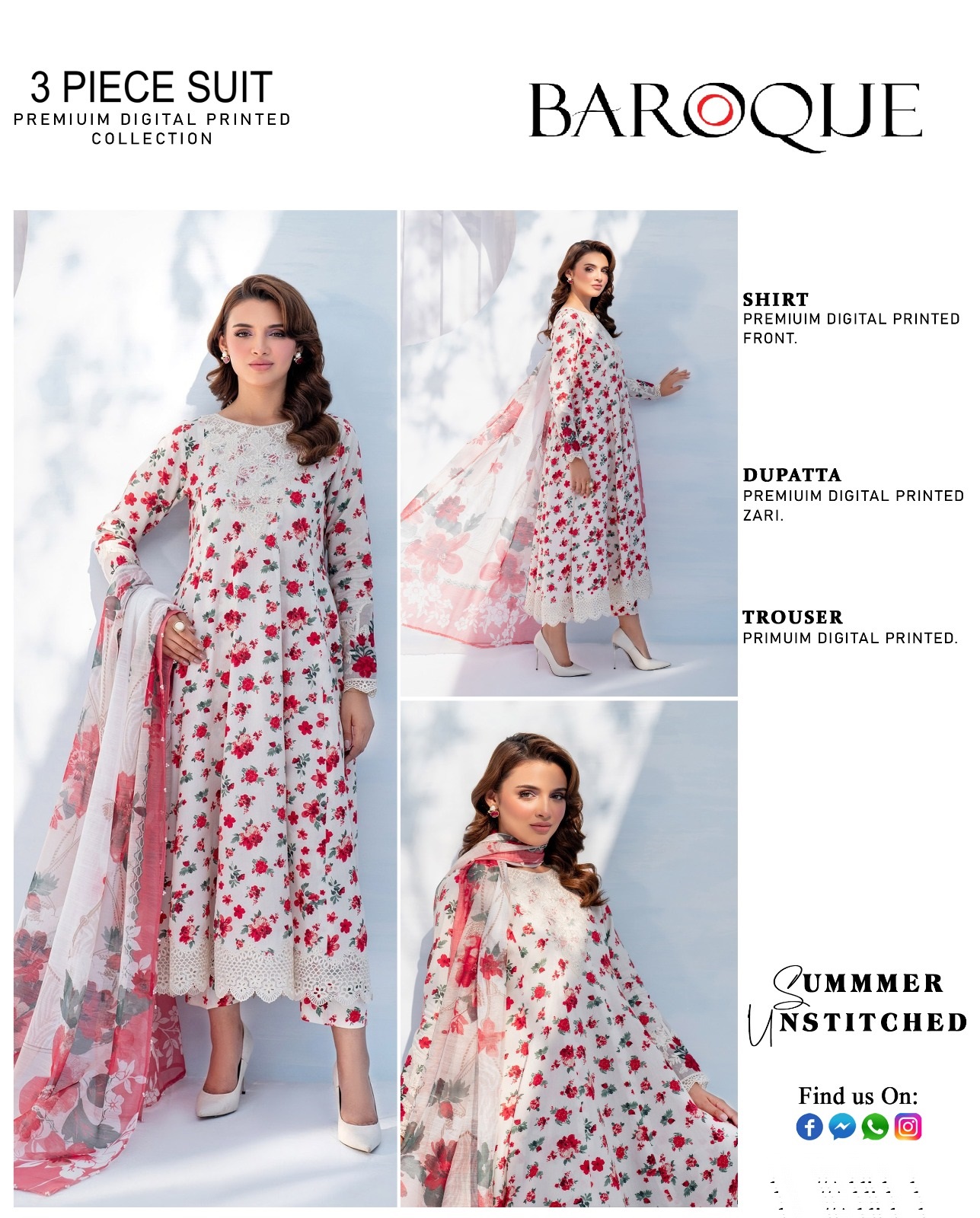 Baroque Digital Print 3 Piece Suit