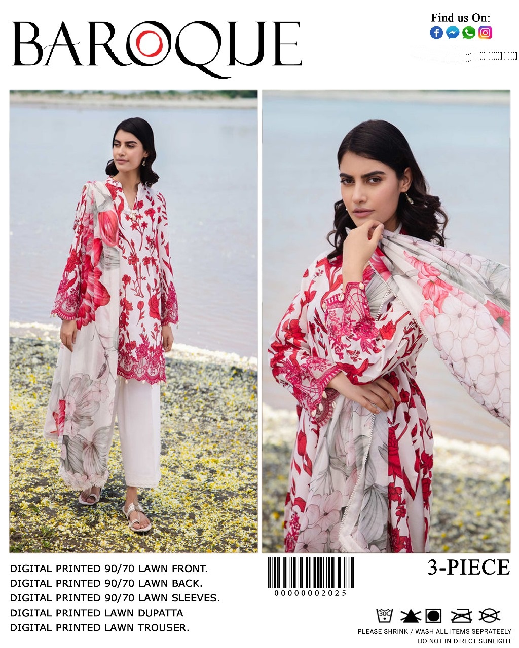 Baroque Digital Print 3 Piece Suit