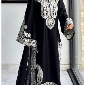 Zara Shahjahan Sage Black Emb Suit